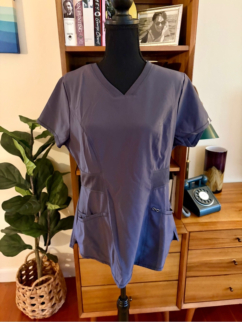 Cherokee Infinity Gray V-Neck Scrub Top